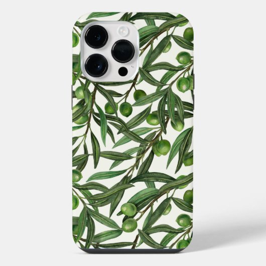 オフホワイトのオリーブの枝 iPhoneケース (裏面)
