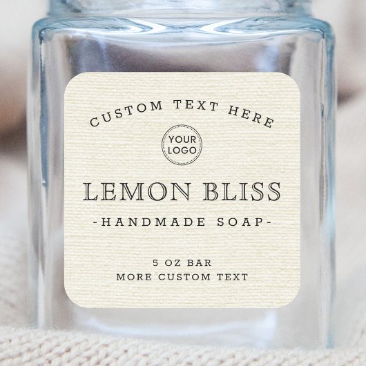 オフホワイトのクリームリネンのロゴ正方形の製品ラベル スクエアシール