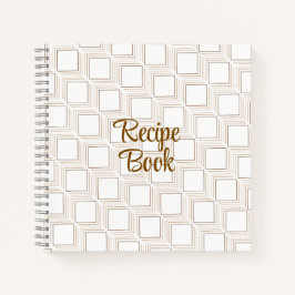 オフホワイトのタンブリングスクウェアレシピ本 ノートブック