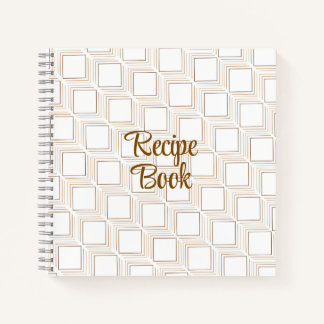 オフホワイトのタンブリングスクウェアレシピ本 ノートブック