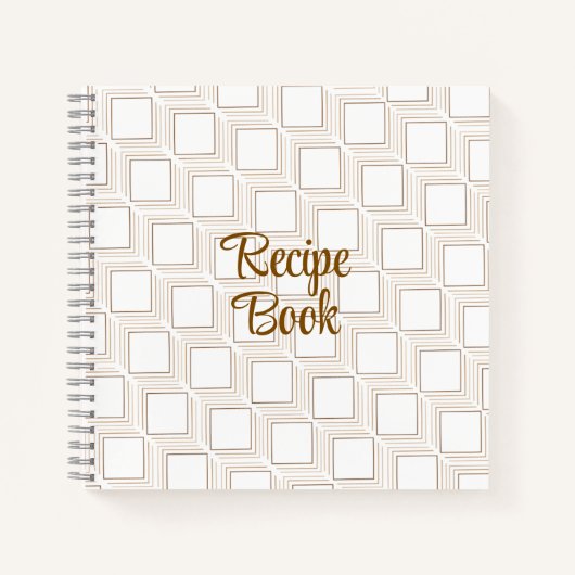 オフホワイトのタンブリングスクウェアレシピ本 ノートブック (正面)
