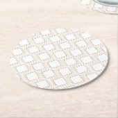 オフホワイトのタンブリング広場紙コースター ラウンドペーパーコースター (アングル)