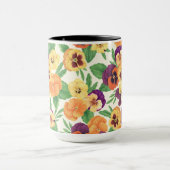 オフホワイトのパンジー マグカップ (中央)