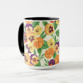 オフホワイトのパンジー マグカップ (正面左)