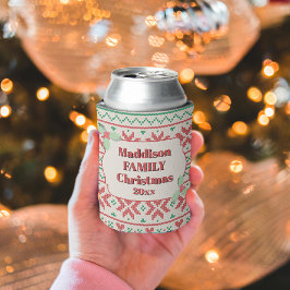 オフホワイトのレトロなアガリクリスマスセーター 缶クーラー