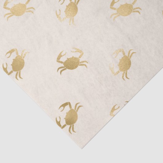 オフホワイトの切り離し上の小さな金ゴールドカニ 薄葉紙 (詳細)
