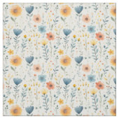 オフホワイトの春の野の花 ファブリック (見本)