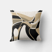 オフホワイトの渦巻きアートモチーフの上にTaupe Tan Black クッション (裏面)