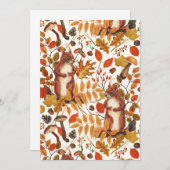 オフホワイトの秋のクマリと秋季の植物 (正面/裏面)