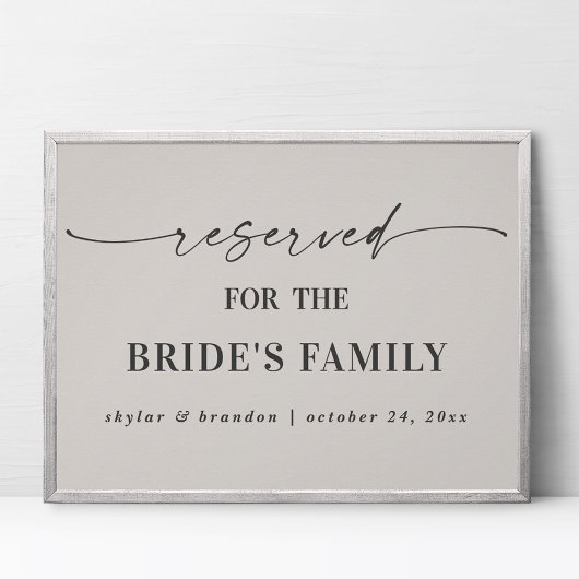 オフホワイトの花嫁の家族専用 ウェディングサイン ポスター