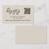 オフホワイトウェディングシャワーギフトレジストリQRコード エンクロージャーカード (正面/裏面)