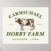 オフホワイトグリーンブラウンヴィンテージファームハウススタイル ポスター (正面)