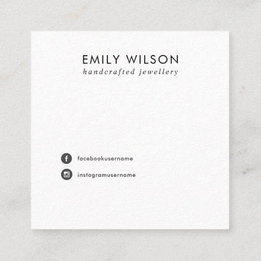 オフホワイトグレーのスタッコスタッドイヤリングディスプレイカード スクエア名刺 (裏面)