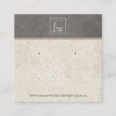 オフホワイトグレーのスタッコスタッドイヤリングディスプレイカード スクエア名刺 (正面)
