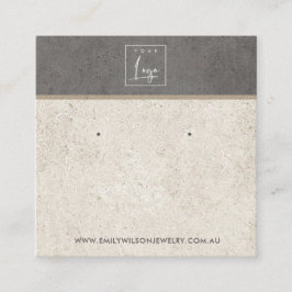オフホワイトグレーのスタッコスタッドイヤリングディスプレイカード スクエア名刺