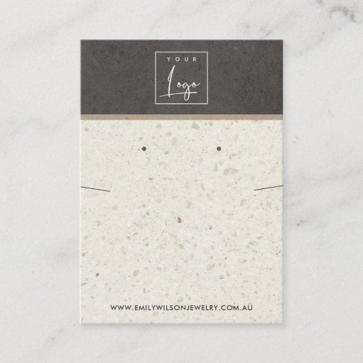 オフホワイトグレーテラゾネックレスイヤリングディスプレイ 名刺 (正面)