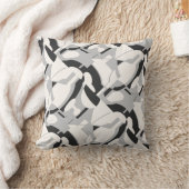 オフホワイトグレーブラックダイアゴナル抽象芸術アートプリント クッション (ブランケット)