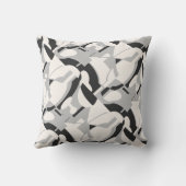 オフホワイトグレーブラックダイアゴナル抽象芸術アートプリント クッション (裏面)