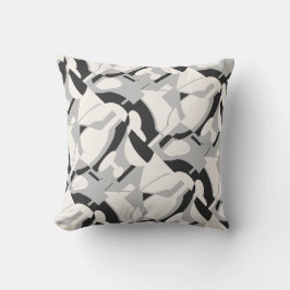 オフホワイトグレーブラックダイアゴナル抽象芸術アートプリント クッション