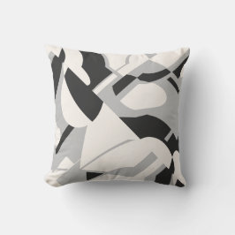 オフホワイトグレーブラック対角はっきりしたアートデザイン クッション