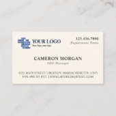 オフホワイトグレー基本プロフェッショナルロゴの追加 名刺 (正面)