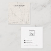 オフホワイトグレー大理石テクスチャスタッドイヤリングディスプレイ スクエア名刺 (正面/裏面)