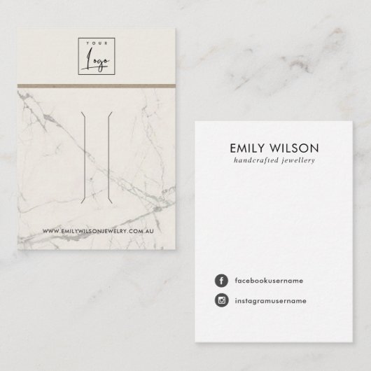 オフホワイトグレー大理石テクスチャヘアクリップディスプレイCA 名刺 (正面/裏面)