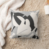 オフホワイトグレー黒の渦巻きはっきりした抽象芸術モチーフ クッション (ブランケット)