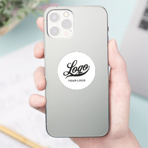 オフホワイトサークル会社の電話にビジネスロゴ シール