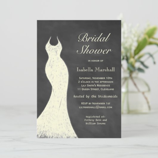 オフホワイトシャルボードブライダルシャワー招待 招待状 (スタンド正面)