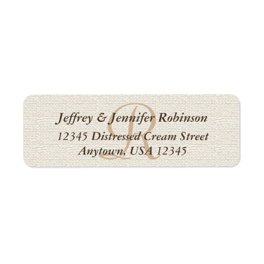 オフホワイトテクスチャモノグラム素朴住所 シール (正面)