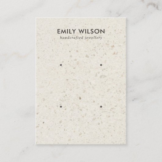 オフホワイトテラゾ2スタッドイヤリングディスプレイカード 名刺 (正面)