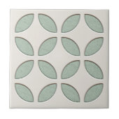 オフホワイトパステルミントグリーンエスニックモザイクアート タイル (正面)