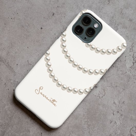 オフホワイトパールネックレス iPhoneケース