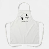 オフホワイトビジネスロゴ+文字会社ブランドロング エプロン (正面)