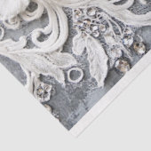 オフホワイトフローラレース刺繍シルバーパティーナ 薄葉紙 (詳細)