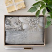 オフホワイトフローラレース刺繍シルバーパティーナ 薄葉紙 (ギフト)