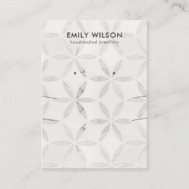 オフホワイトフローラロングネックレスイヤリングディスプレイ 名刺