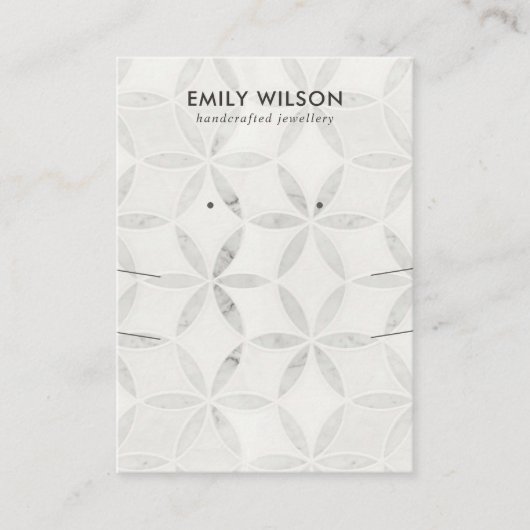 オフホワイトフローラロングネックレスイヤリングディスプレイ 名刺 (正面)