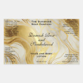 オフホワイトマーブルゴールドフォイル化粧品ボトルラベル 長方形シール (正面)