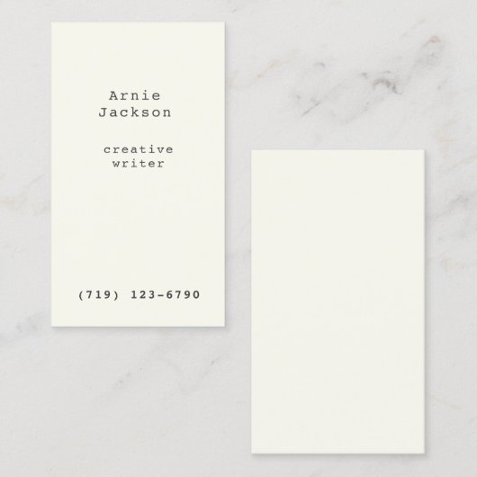 オフホワイトミニマルタイプライターフォント前面のみII 名刺 (正面/裏面)