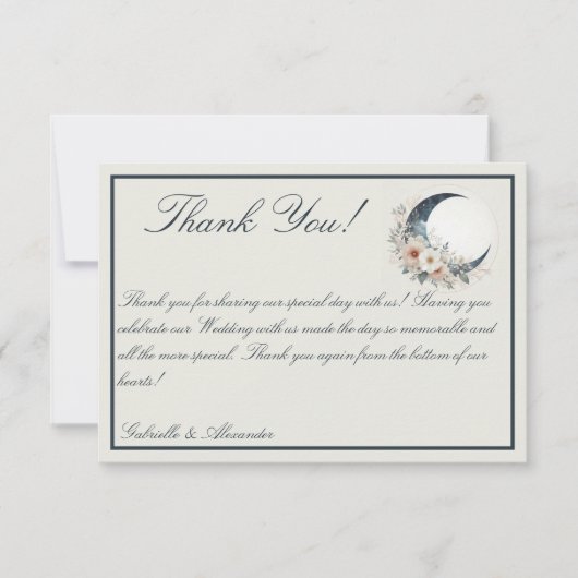 オフホワイトムーンフラワー結婚ズ サンキューカード (正面)