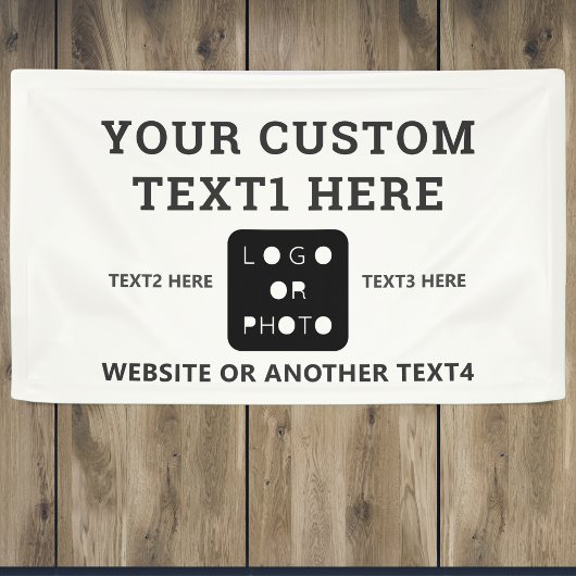 オフホワイトモダンシンプルビジネスロゴフォトブランド 横断幕