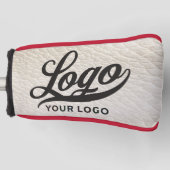 オフホワイトレザーカンパニーロゴビジネスクラブ ゴルフヘッドカバー (正面)