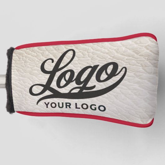 オフホワイトレザーカンパニーロゴビジネスクラブ ゴルフヘッドカバー (正面)