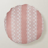 オフホワイトレースオンメタリックバラゴールデンクロステクスチャ ラウンドクッション (裏面)