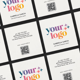 オフホワイトロモダンゴQRコード名刺 スクエア名刺