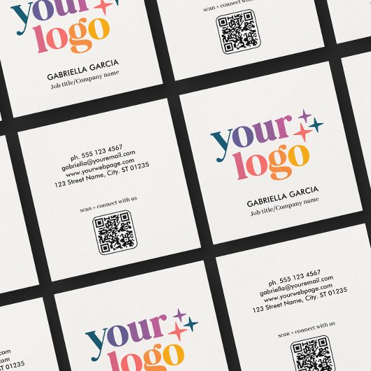 オフホワイトロモダンゴQRコード名刺 スクエア名刺