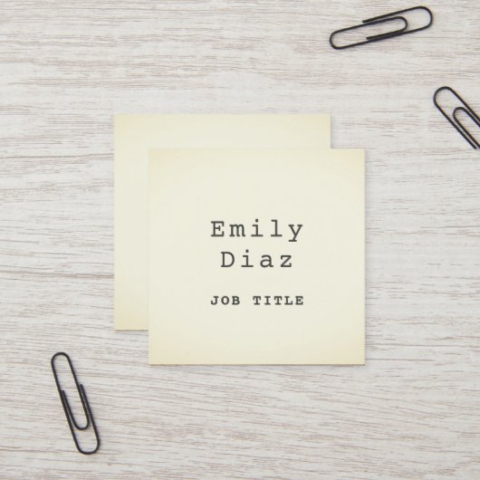 オフホワイトヴィンテージプレーンタイプライター スクエア名刺 (正面/裏面インサイチュ)