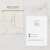 オフホワイト大理石テクスチャヘアクリップ表示カード 名刺 (正面/裏面)